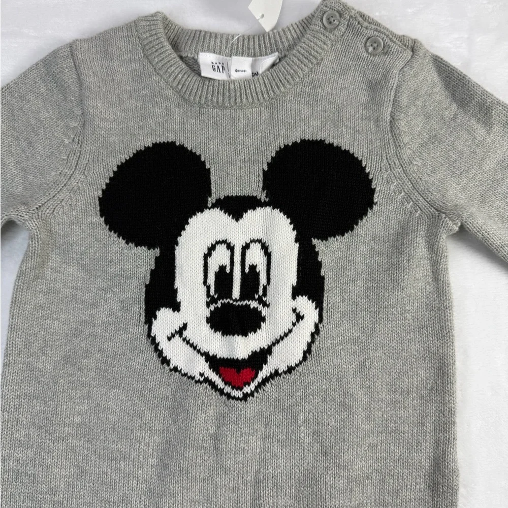 New GAP x Disney‎ Mickey Mouse Gray and Black Sweater  Romper - size 6-12m